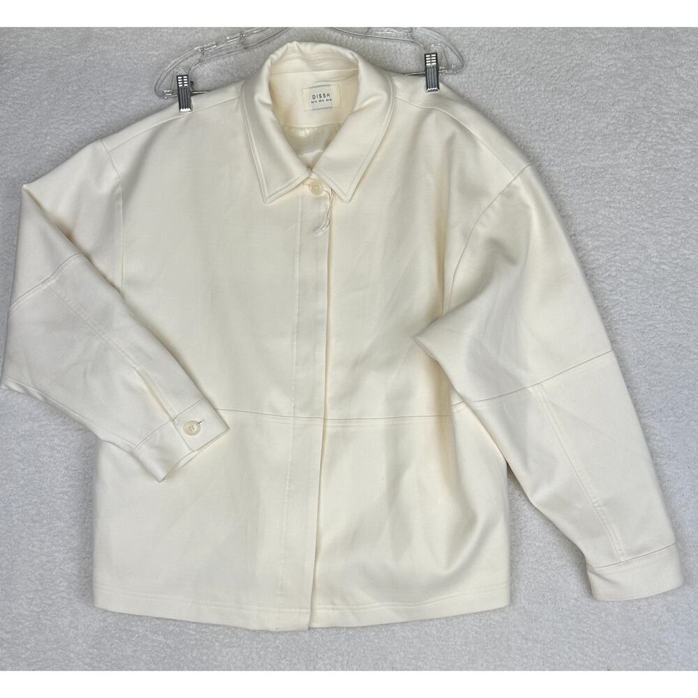 DISSH Structured Shirt Jacket Cream Button Front Overshirt Women's US 8